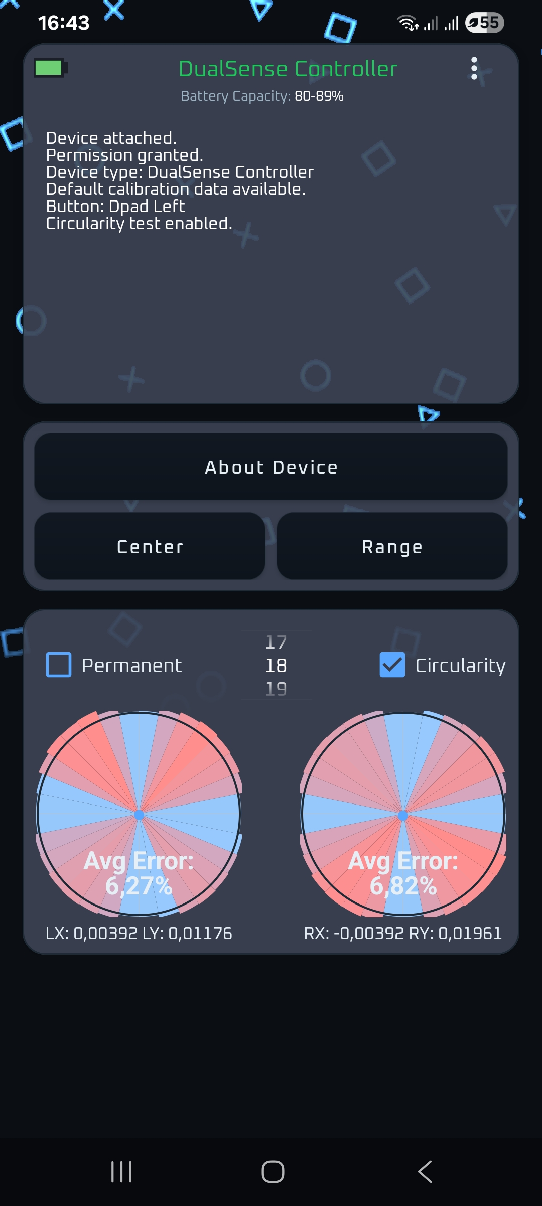 DriftGuard Android gamepad tester with analog stick circularity
